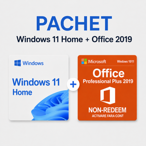 Pachet Windows 11 Home Retail + Office 2019 Professional Plus - ACTIVARE FARA CONT