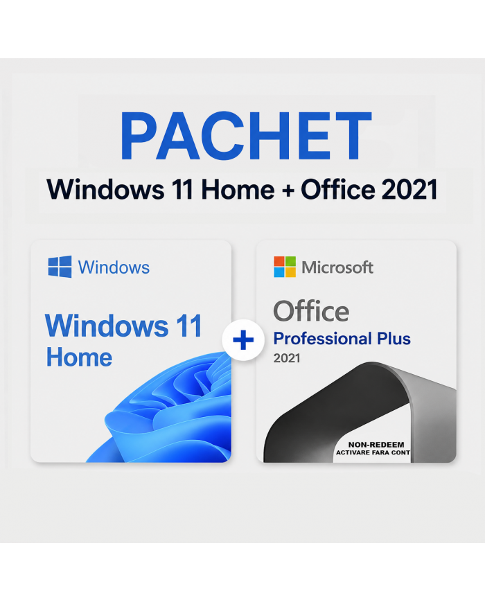 Pachet Windows 11 Home Retail + Office 2021 Professional Plus - ACTIVARE FARA CONT
